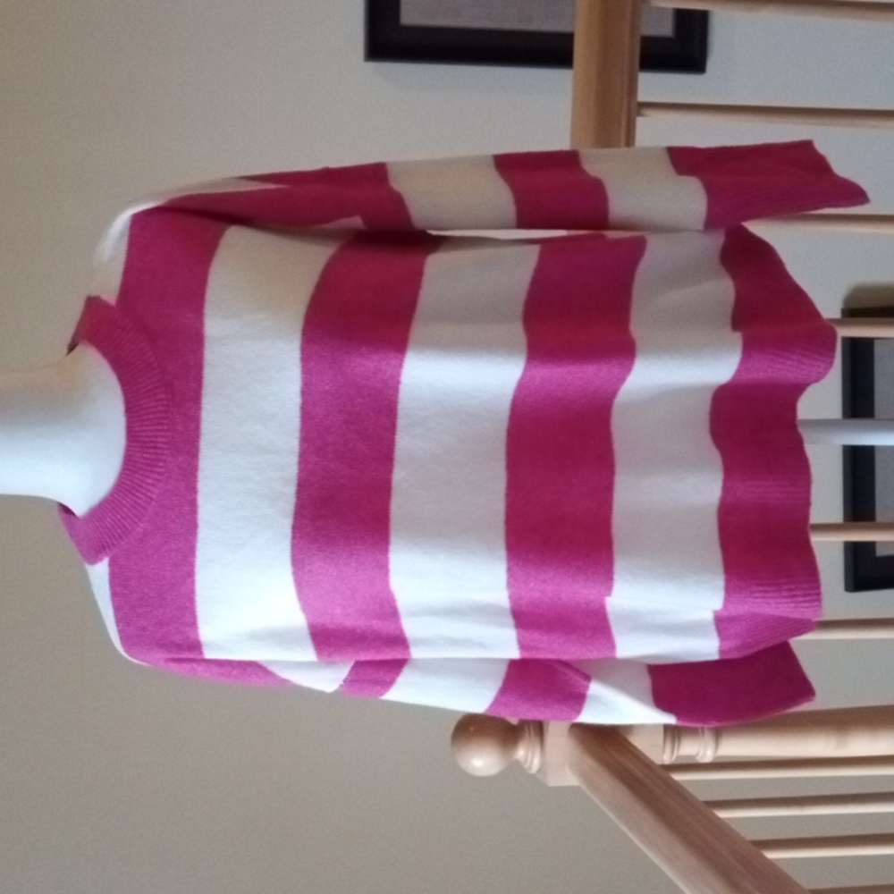 Vince Camuto Pink and White Striped Sweater